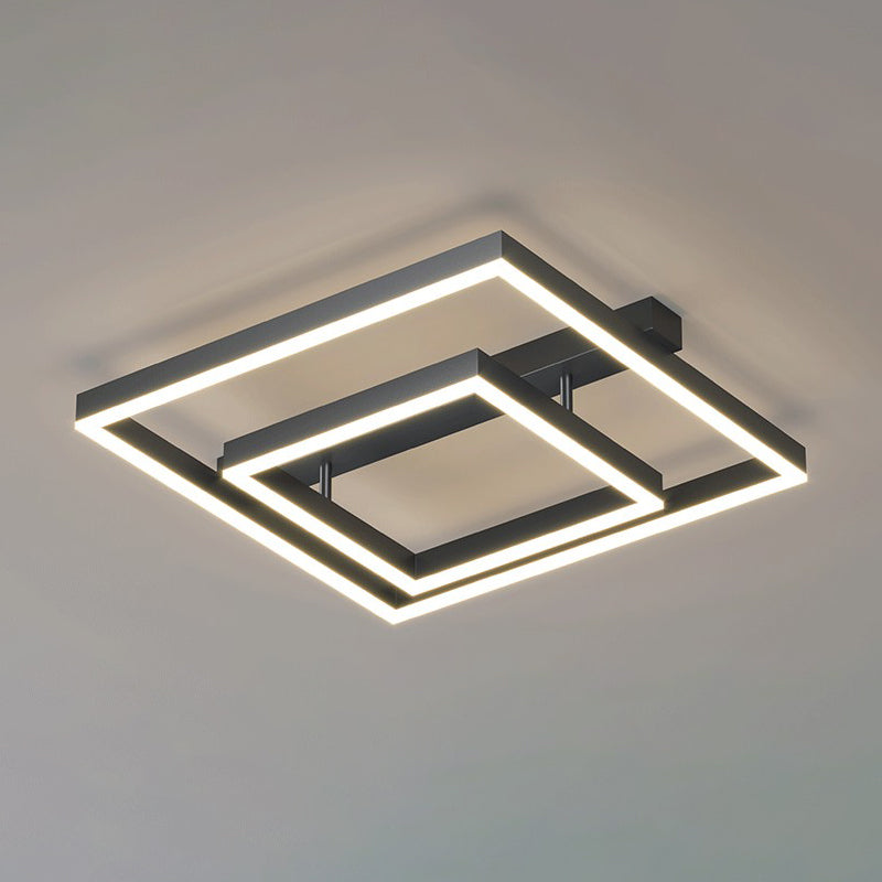 Black 2-Light Ceiling Fixture in Modern Minimalist Acrylic LED Flush Mount for Bedroom