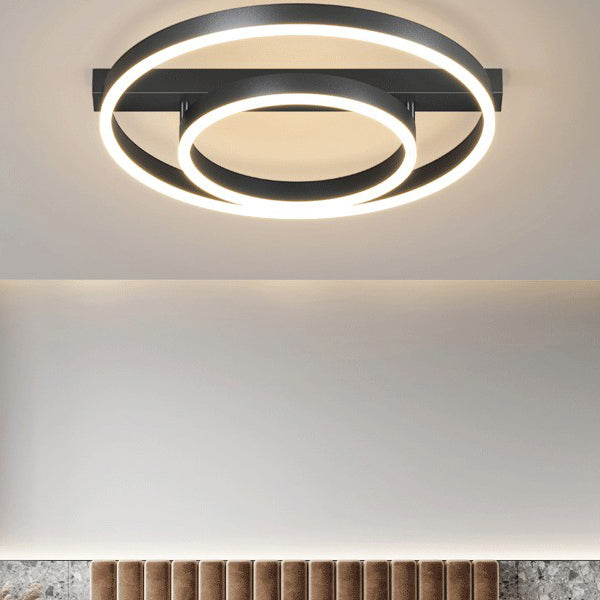 Black 2-Light Ceiling Fixture in Modern Minimalist Acrylic LED Flush Mount for Bedroom