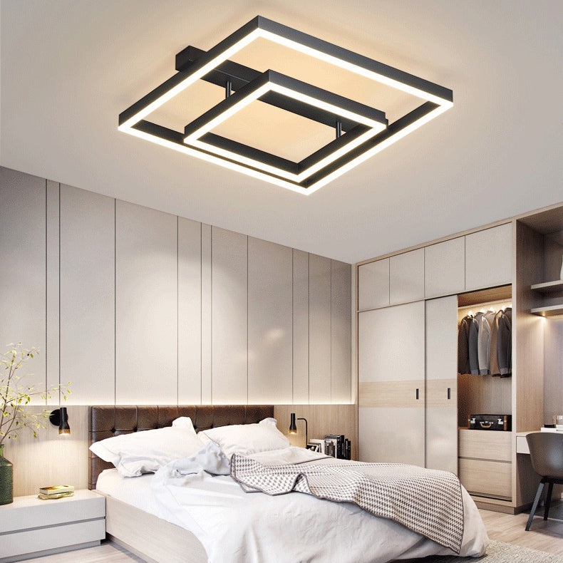 Black 2-Light Ceiling Fixture in Modern Minimalist Acrylic LED Flush Mount for Bedroom