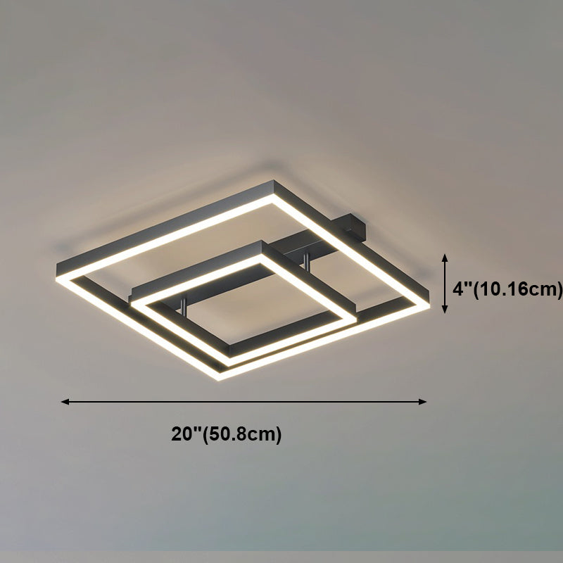 Black 2-Light Ceiling Fixture in Modern Minimalist Acrylic LED Flush Mount for Bedroom