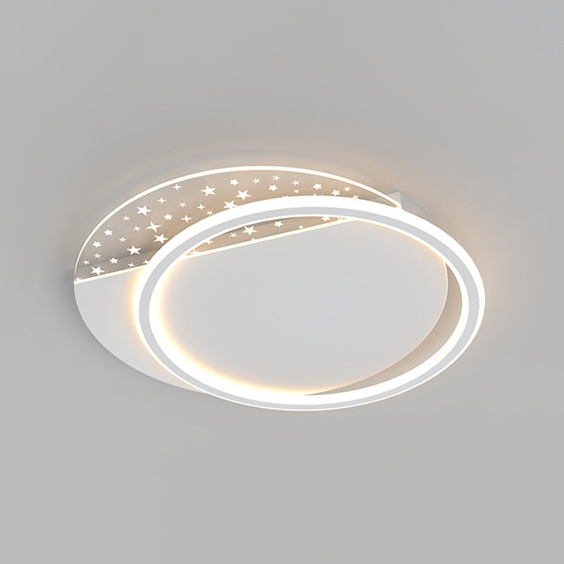 White Circular Ceiling Fixture in Modern Creative Style Acrylic LED Flush Mount