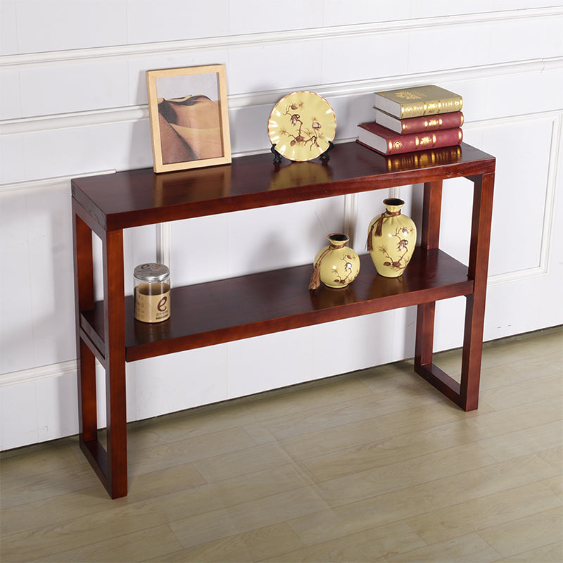 Solid Wood Console Table Wood Frame Accent Table with 1-shelf