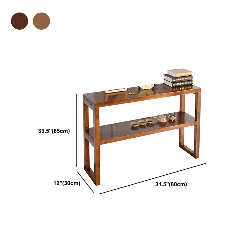 Solid Wood Console Table Wood Frame Accent Table with 1-shelf