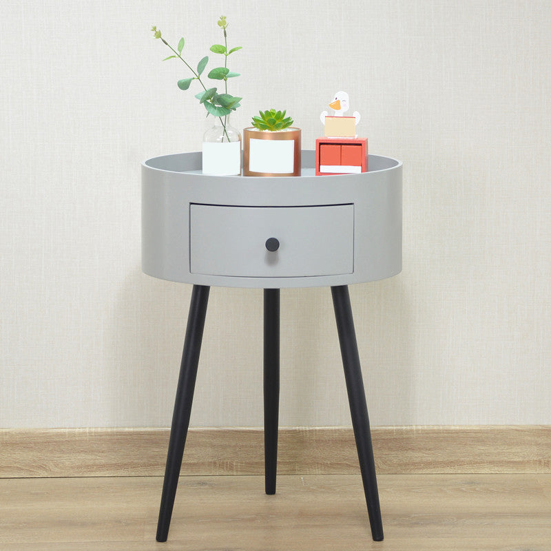 Contemporary One-Drawer Night Table Metal Nightstand with 3 Legs