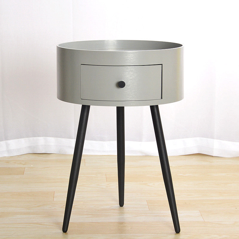 Contemporary One-Drawer Night Table Metal Nightstand with 3 Legs