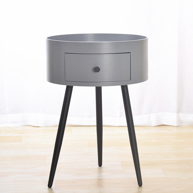 Contemporary One-Drawer Night Table Metal Nightstand with 3 Legs