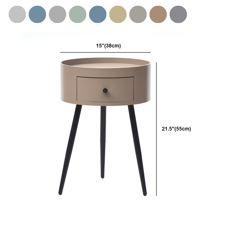 Contemporary One-Drawer Night Table Metal Nightstand with 3 Legs