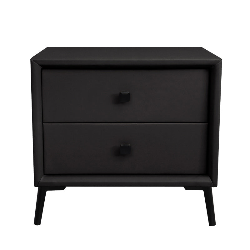 Leather Top Nightstand with 4 Legs Glam Night Table with Drawer