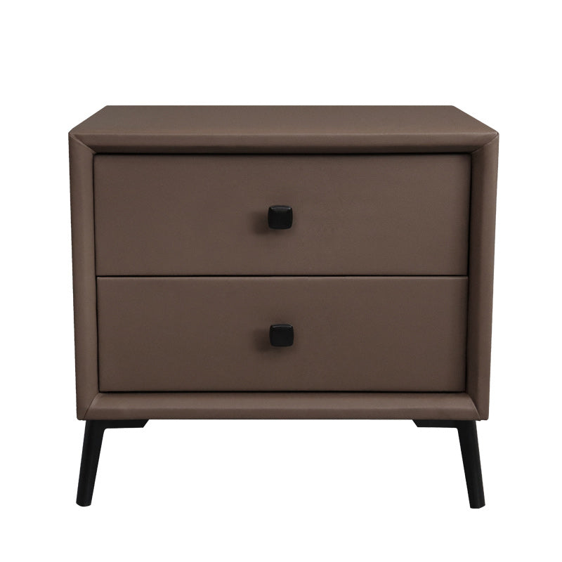 Leather Top Nightstand with 4 Legs Glam Night Table with Drawer