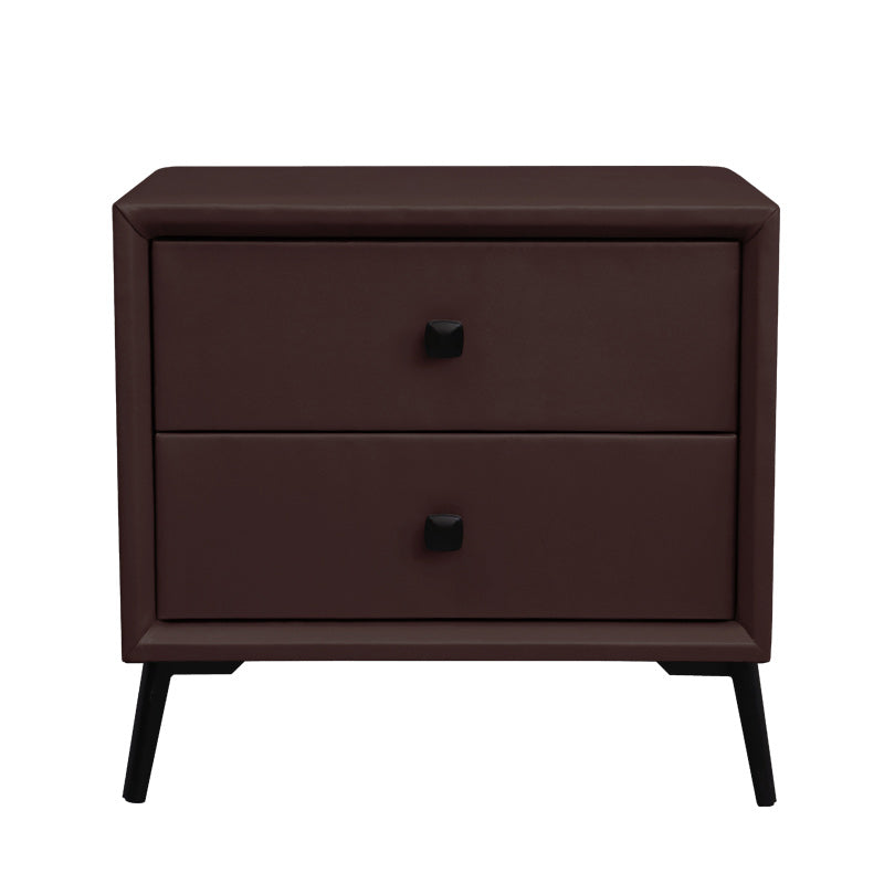 Leather Top Nightstand with 4 Legs Glam Night Table with Drawer