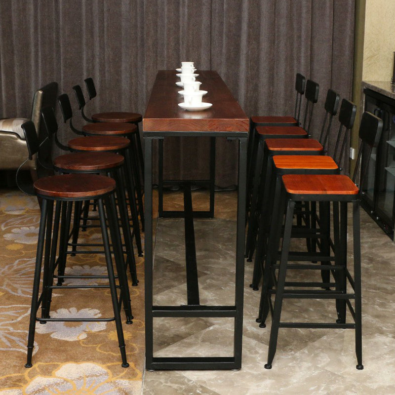 Pine Wood Bar Dining Table Industrial Rectangle Bar Table with Trestle for Dining Room