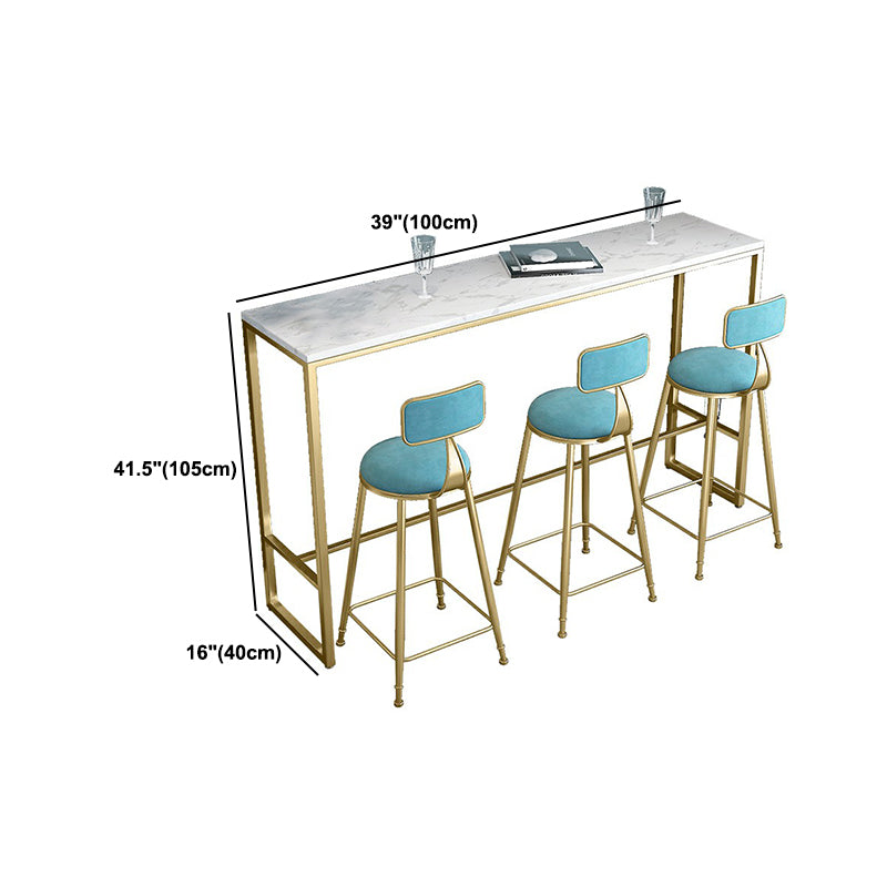 Stone Bar Dining Table Glam Rectangle Bar Table with Trestle for Dining Room