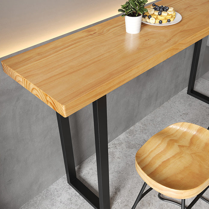 Pine Wood Bar Dining Table Modern Rectangle Bar Table for Milk Tea Shop