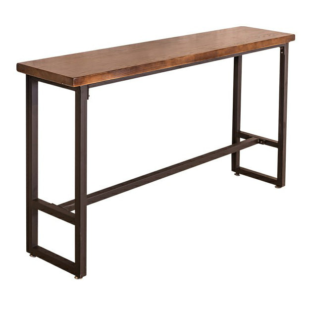 Pine Wood Dining Table Industrial Rectangle Bar Table with Trestle for Milk Tea Shop