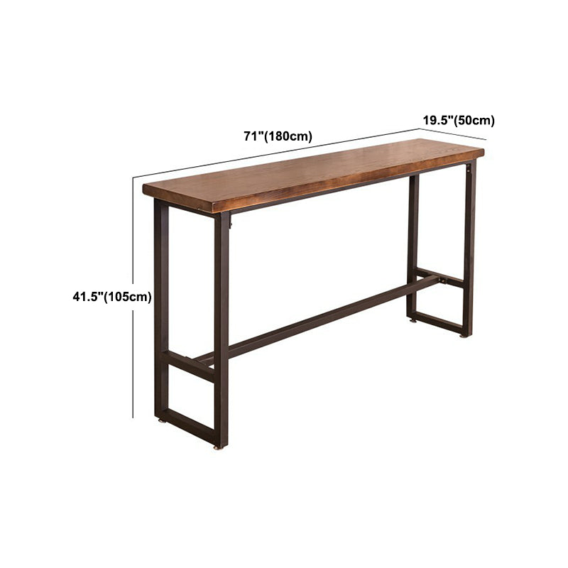 Pine Wood Dining Table Industrial Rectangle Bar Table with Trestle for Milk Tea Shop