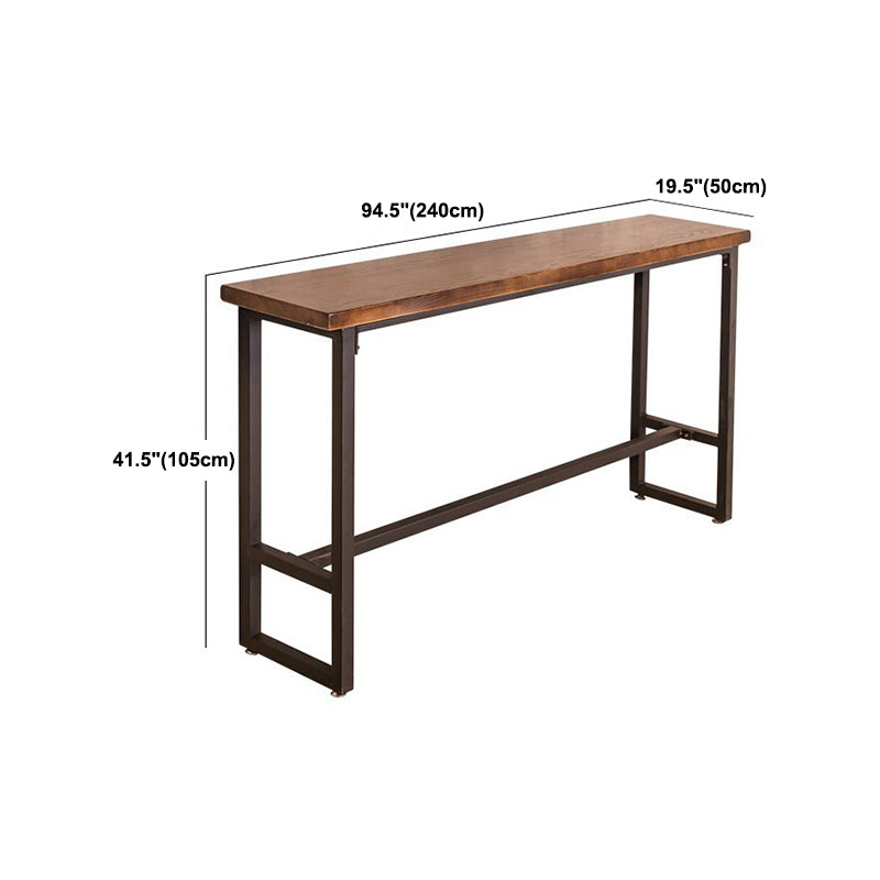 Pine Wood Dining Table Industrial Rectangle Bar Table with Trestle for Milk Tea Shop