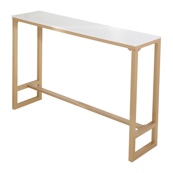 Stone Bar Dining Table Glam Style Rectangle Bar Table with Trestle for Dining Room