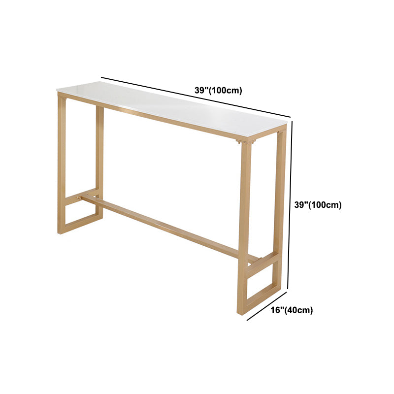 Stone Bar Dining Table Glam Style Rectangle Bar Table with Trestle for Dining Room