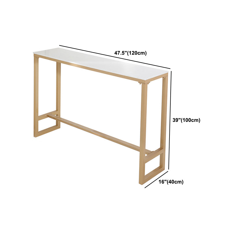 Stone Bar Dining Table Glam Style Rectangle Bar Table with Trestle for Dining Room