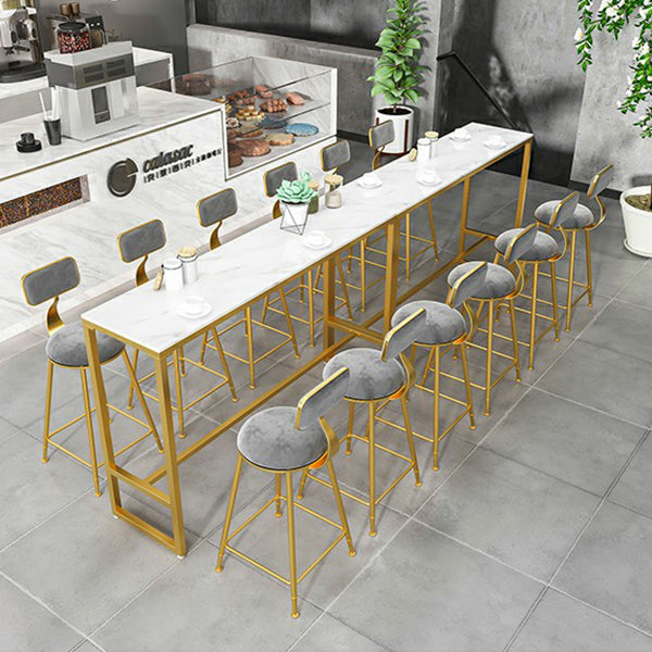 Stone Bar Dining Table Glam Style Rectangle Bar Table with Trestle for Milk Tea Shop