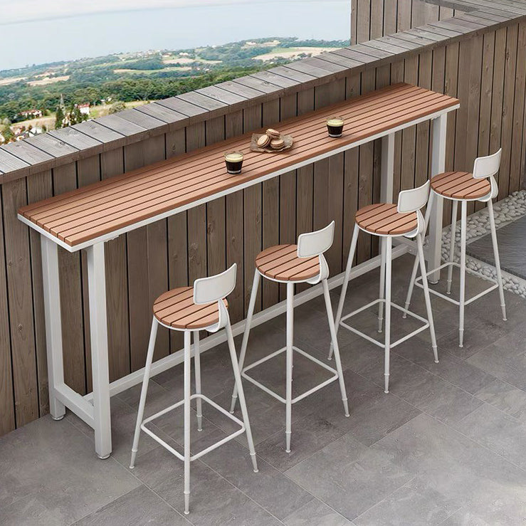 Artificial Wood Bar Dining Table Modern Rectangle Bar Table with Trestle for Balcony