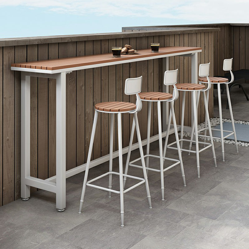 Artificial Wood Bar Dining Table Modern Rectangle Bar Table with Trestle for Balcony