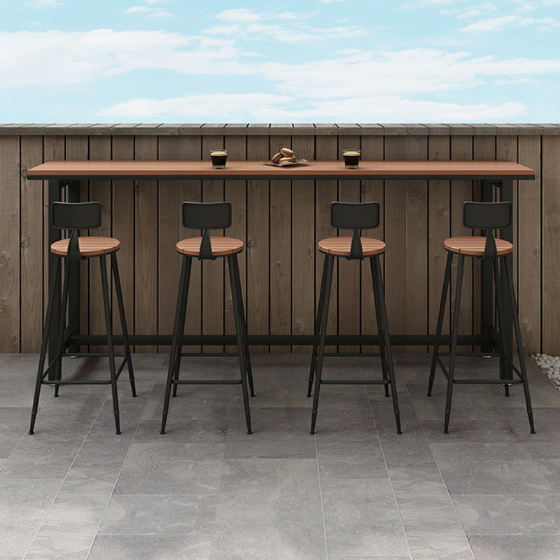 Artificial Wood Bar Dining Table Modern Rectangle Bar Table with Trestle for Balcony