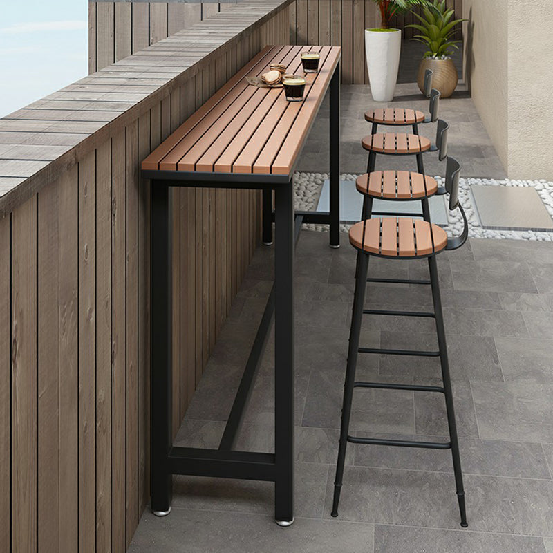 Artificial Wood Bar Dining Table Modern Rectangle Bar Table with Trestle for Balcony