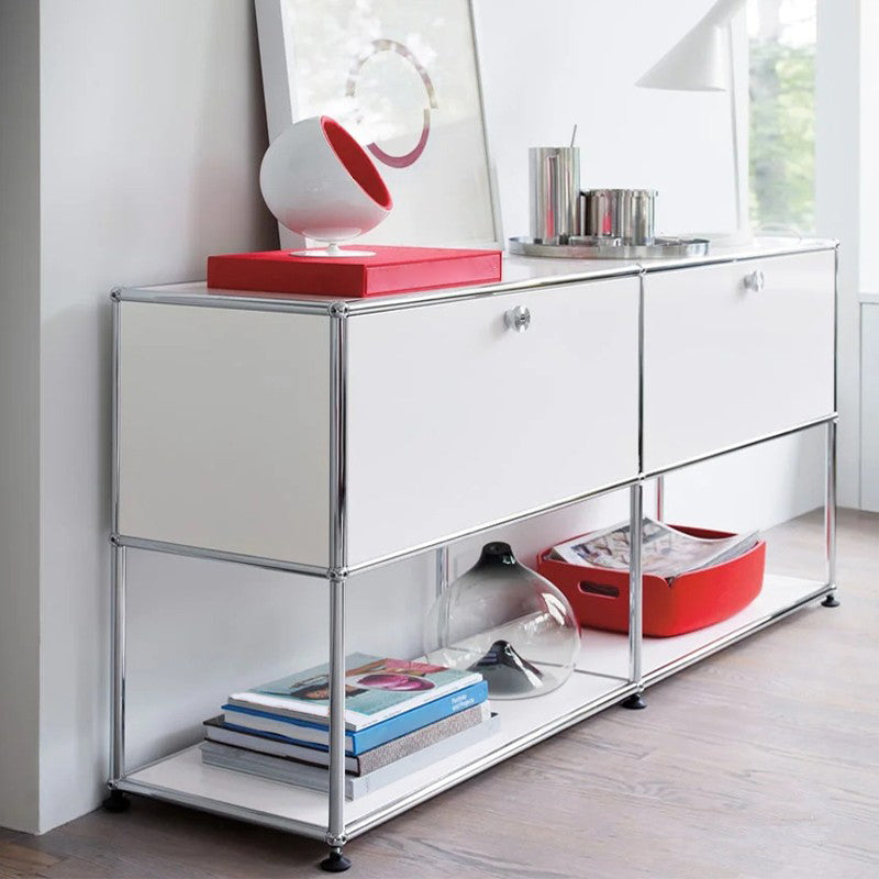 Contemporary Style Stainless Steel Sideboard White Storage Sideboard