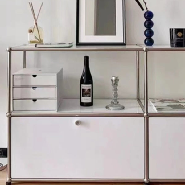 Contemporary Style Stainless Steel Sideboard White Storage Sideboard