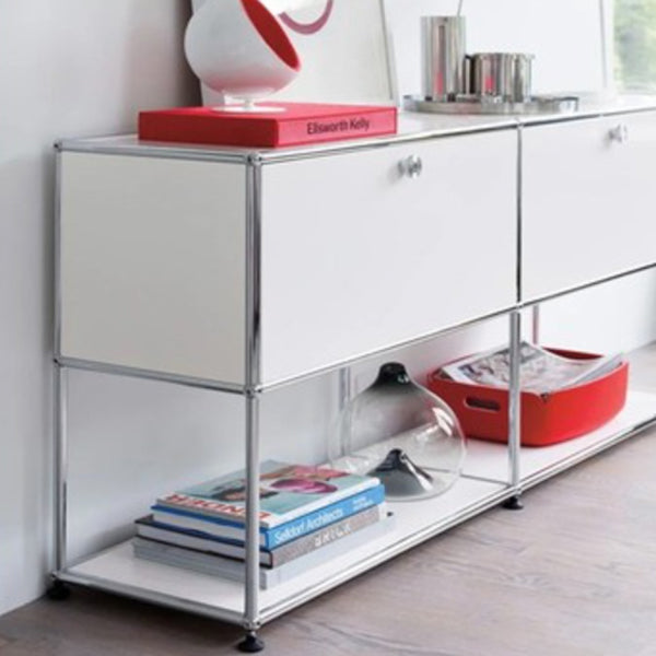 Contemporary Style Stainless Steel Sideboard White Storage Sideboard