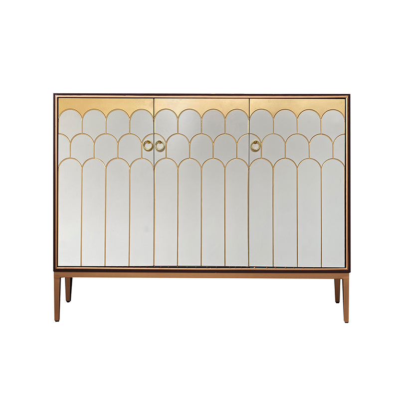 Glam Wood Top Kitchen Server Gold Frame Buffet Server for Living Room