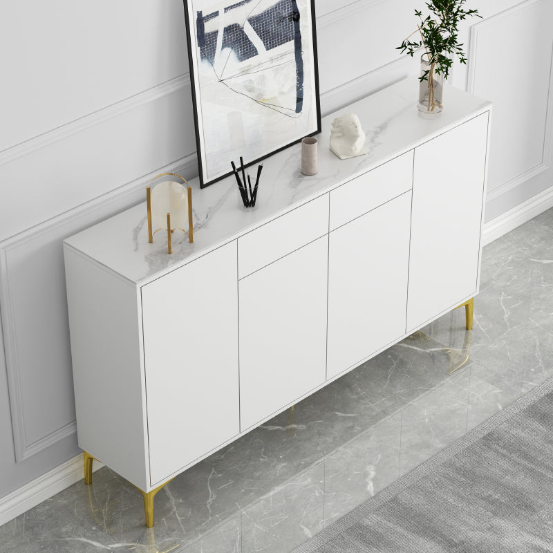 Glam Style Sideboard White Wooden Buffet Stand for Dining Room