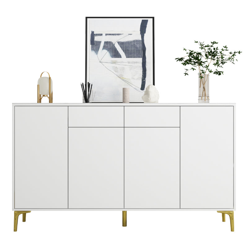 Glam Style Sideboard White Wooden Buffet Stand for Dining Room