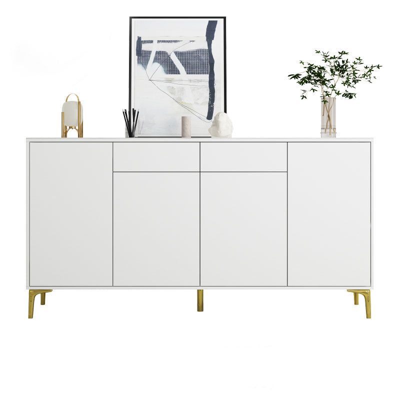 Glam Style Sideboard White Wooden Buffet Stand for Dining Room