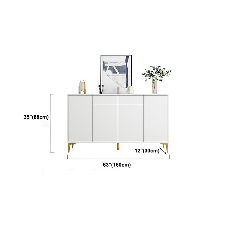 Glam Style Sideboard White Wooden Buffet Stand for Dining Room