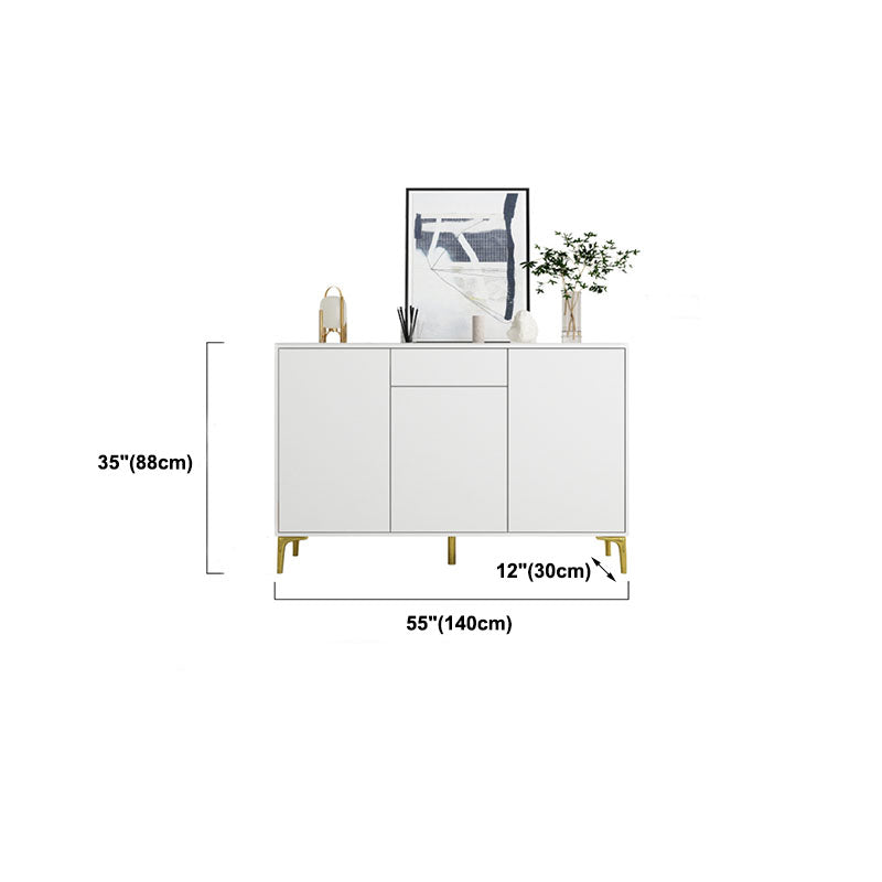 Glam Style Sideboard White Wooden Buffet Stand for Dining Room