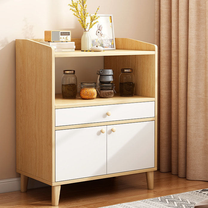 Modern Style Sideboard Wooden Dining Server with Drawers and Doors