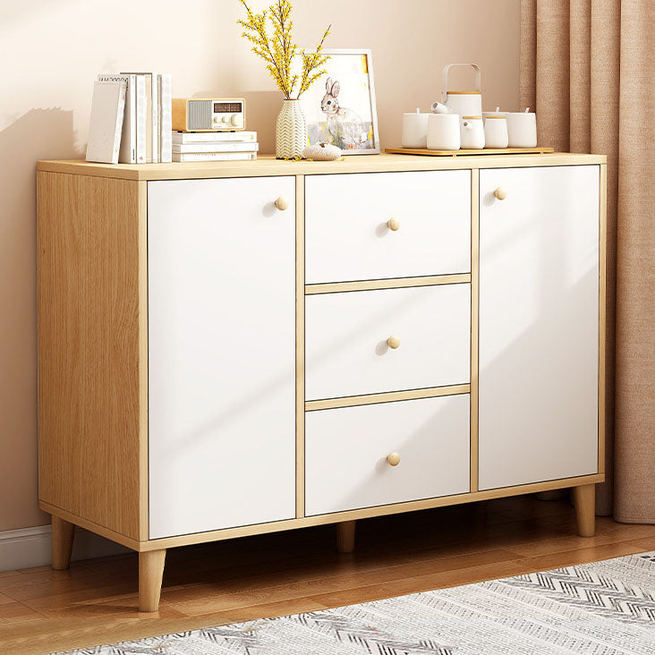 Modern Style Sideboard Wooden Dining Server with Drawers and Doors