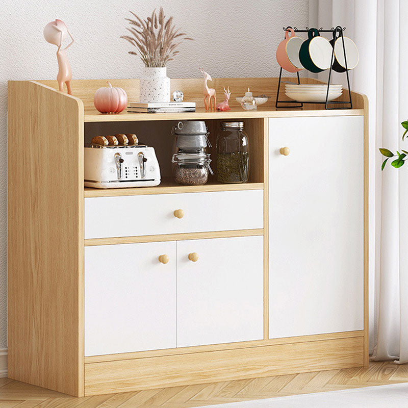 Modern Style Sideboard Wooden Dining Server with Drawers and Doors