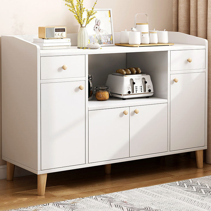 Modern Style Sideboard Wooden Dining Server with Drawers and Doors