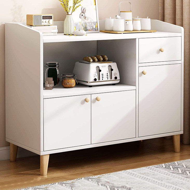 Modern Style Sideboard Wooden Dining Server with Drawers and Doors