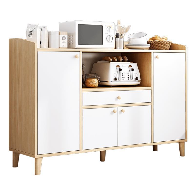 Modern Style Sideboard Wooden Dining Server with Drawers and Doors