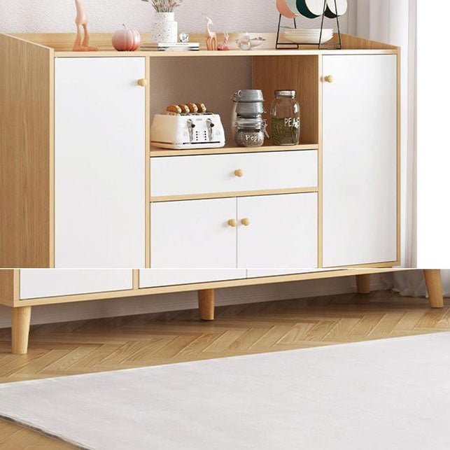 Modern Style Sideboard Wooden Dining Server with Drawers and Doors