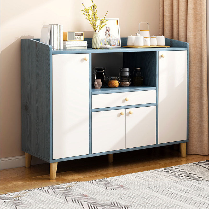 Modern Style Sideboard Wooden Dining Server with Drawers and Doors