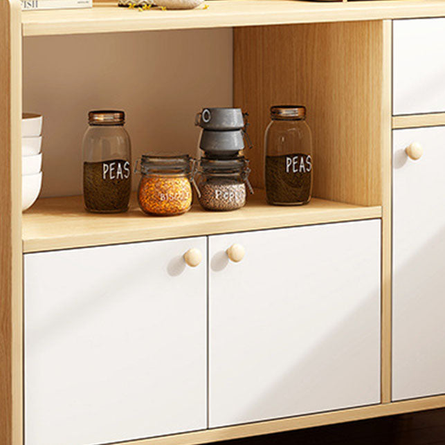 Modern Style Sideboard Wooden Dining Server with Drawers and Doors