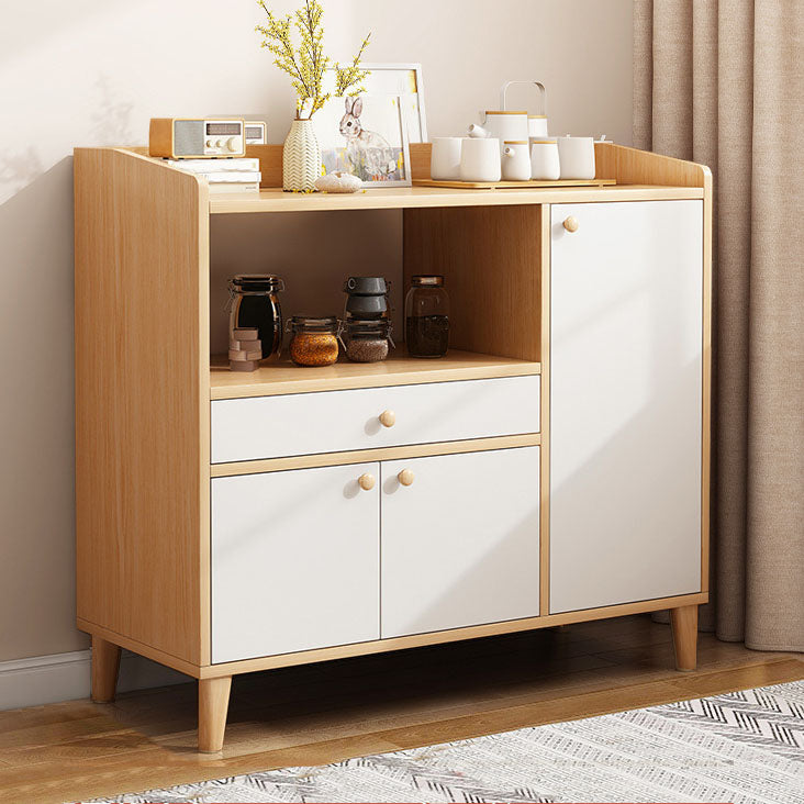 Modern Style Sideboard Wooden Dining Server with Drawers and Doors