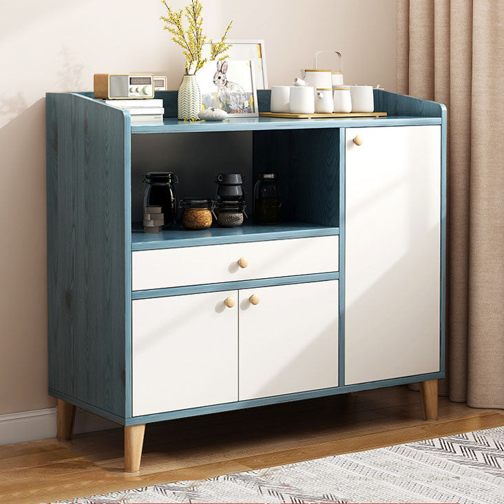 Modern Style Sideboard Wooden Dining Server with Drawers and Doors