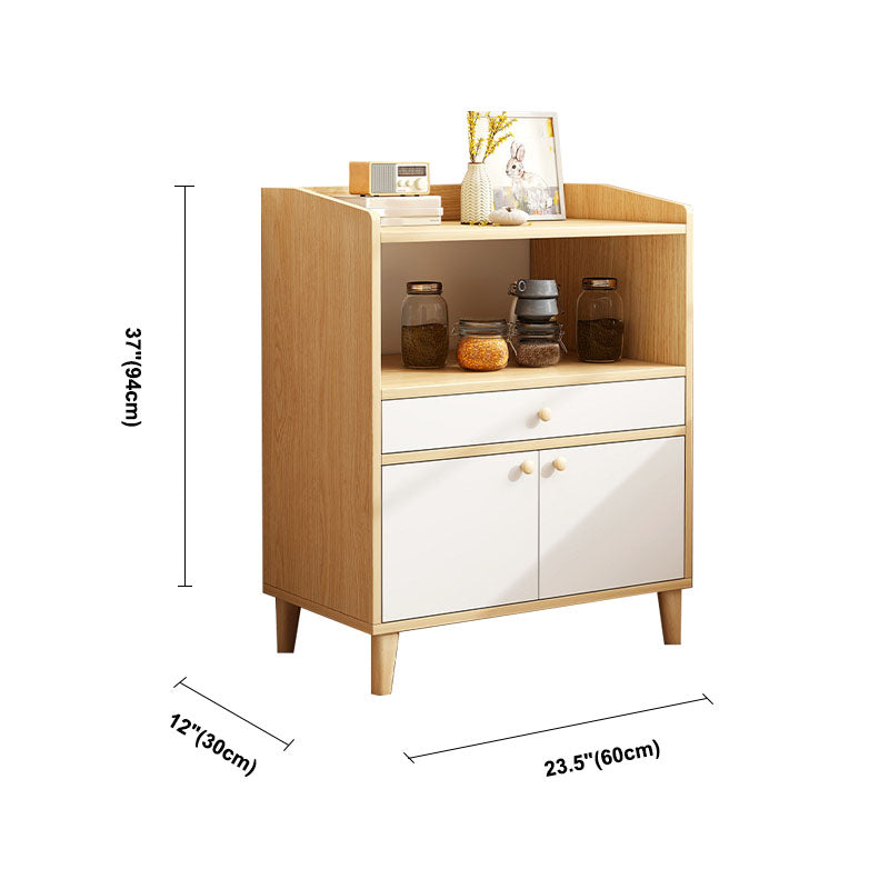 Modern Style Sideboard Wooden Dining Server with Drawers and Doors