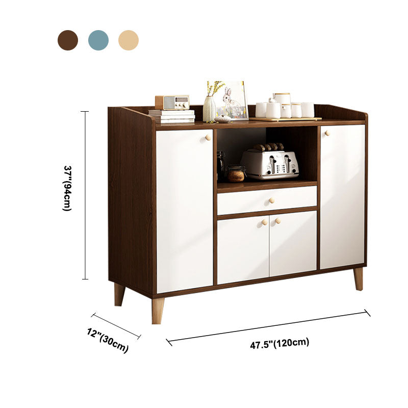 Modern Style Sideboard Wooden Dining Server with Drawers and Doors